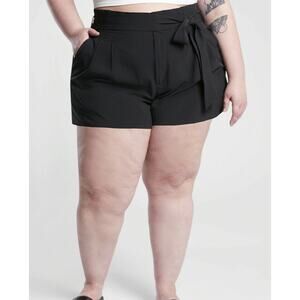 ATHLETA NWT Skyline Short II Black Size 26 Plus Sized Paperbag Waist Athleisure